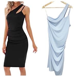 Grace Karin Pastel Blue One Shoulder Dress Size L